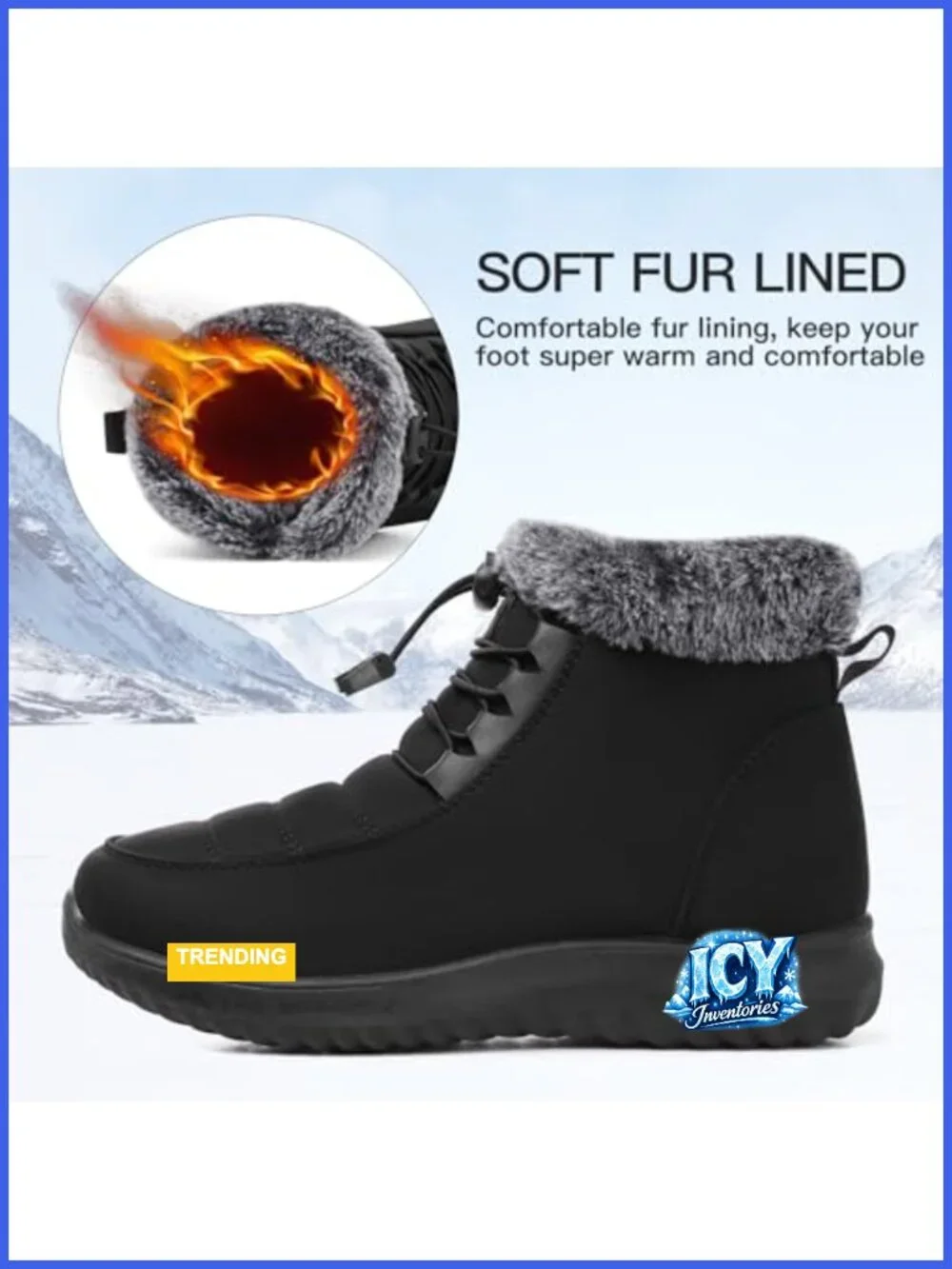 Warm Faux Fur Lined Winter Snow Boots for Women Water Resistant Slip On Zipper